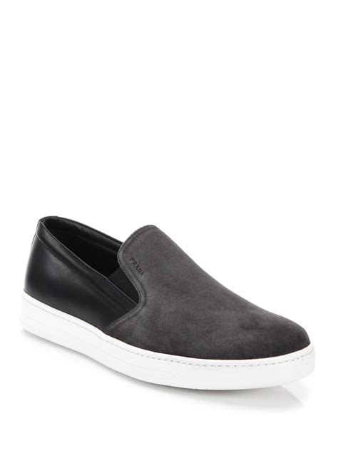 prada suede slip on sneaker